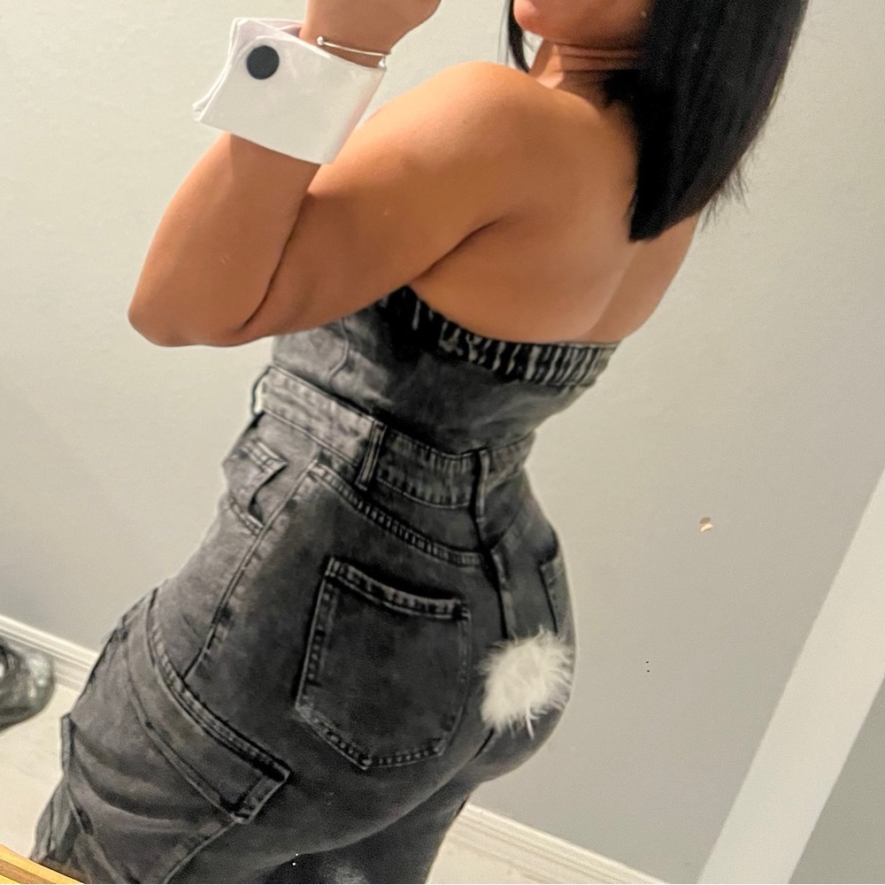 SHEIN Black Denim Jumpsuit